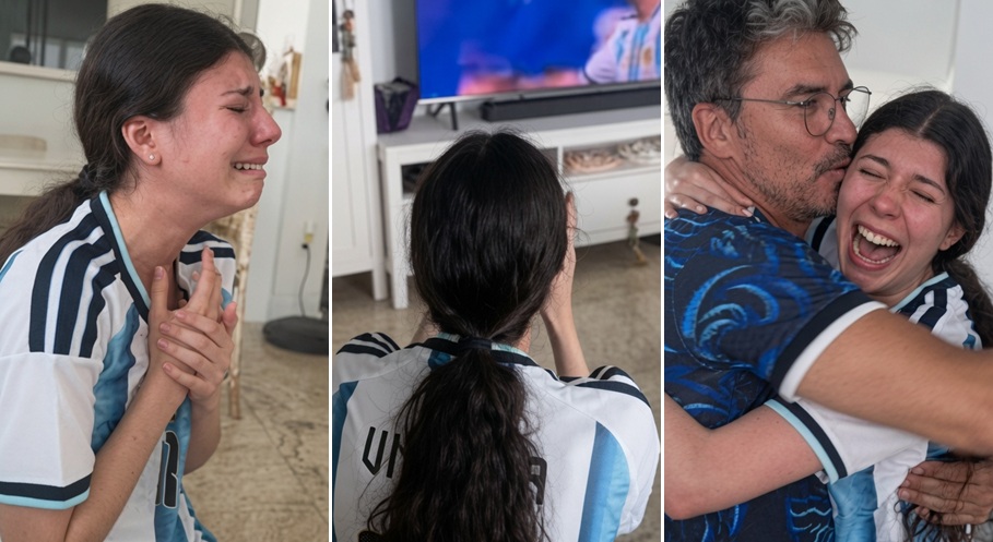 Grabaron a la hija de Mónica Ayos mientras veía a la Selección y se volvió viral por sus frases